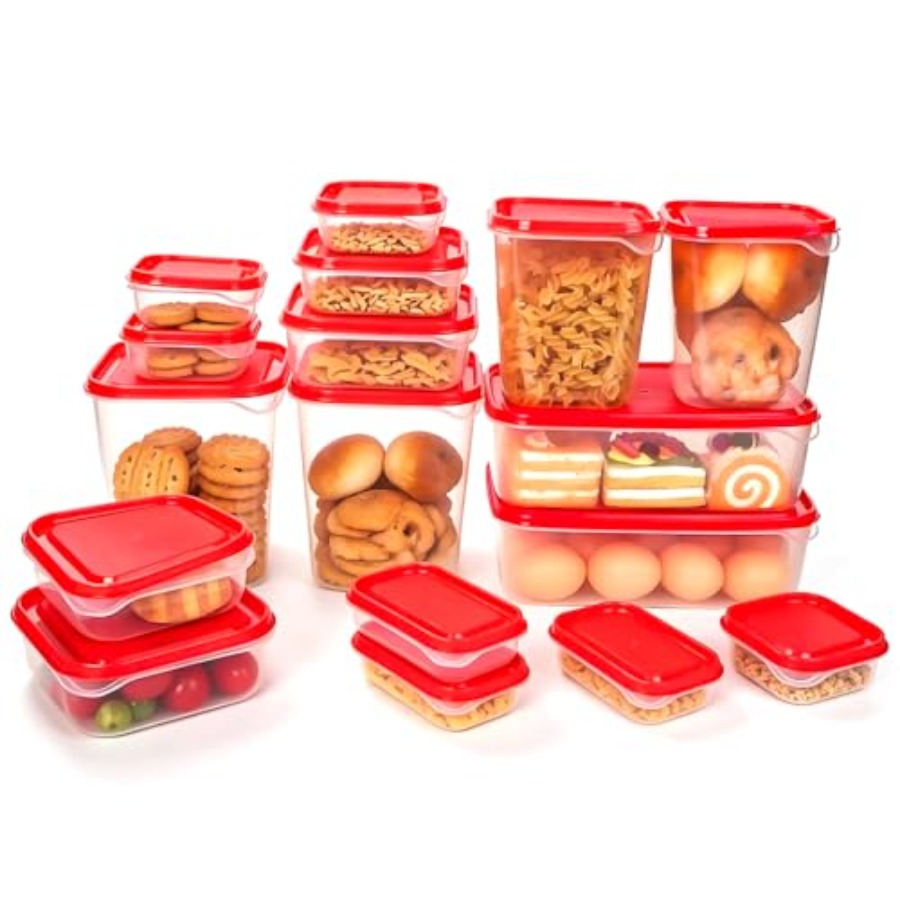 Food Storage Plastic Container - 17-częściowy zestaw plastikowych pojemników na żywność,