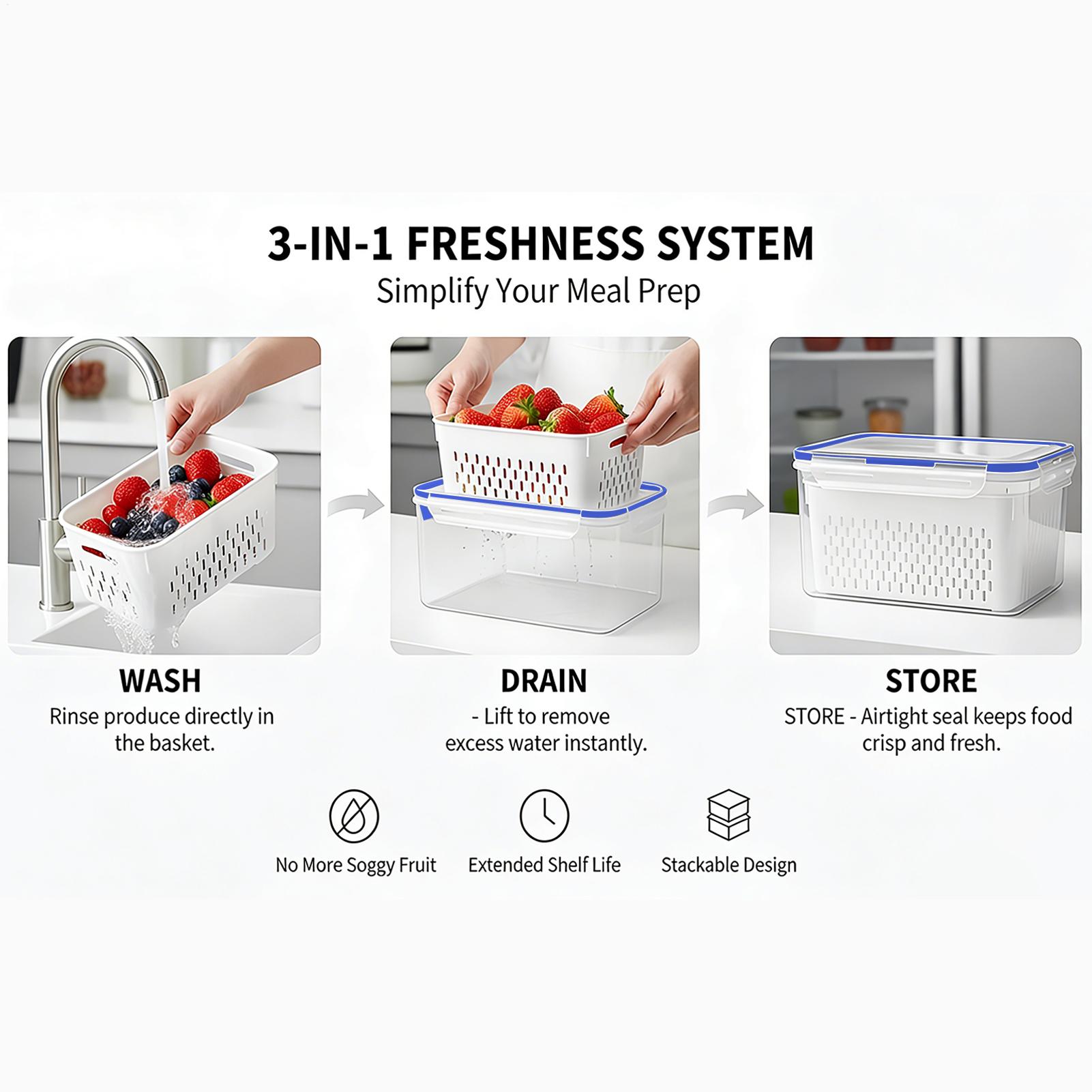 Food Storage Plastic Container - Pojemnik na żywność 4 w 1,